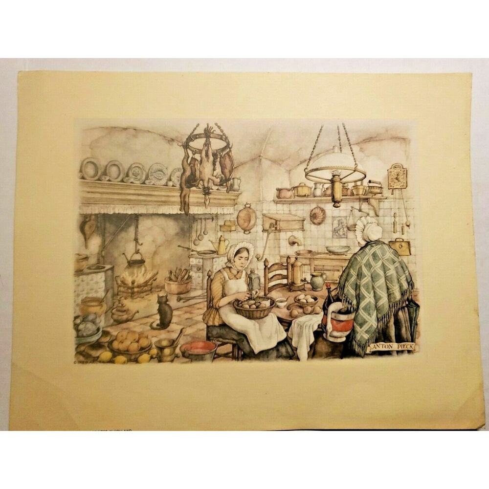 Anton Pieck 1970 Donald Art Co Print Holland No 6466 Kitchen unframed NOS